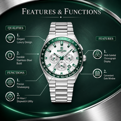 REWARD VIP Stainless Steel GMT Chronograph Watch for Men
