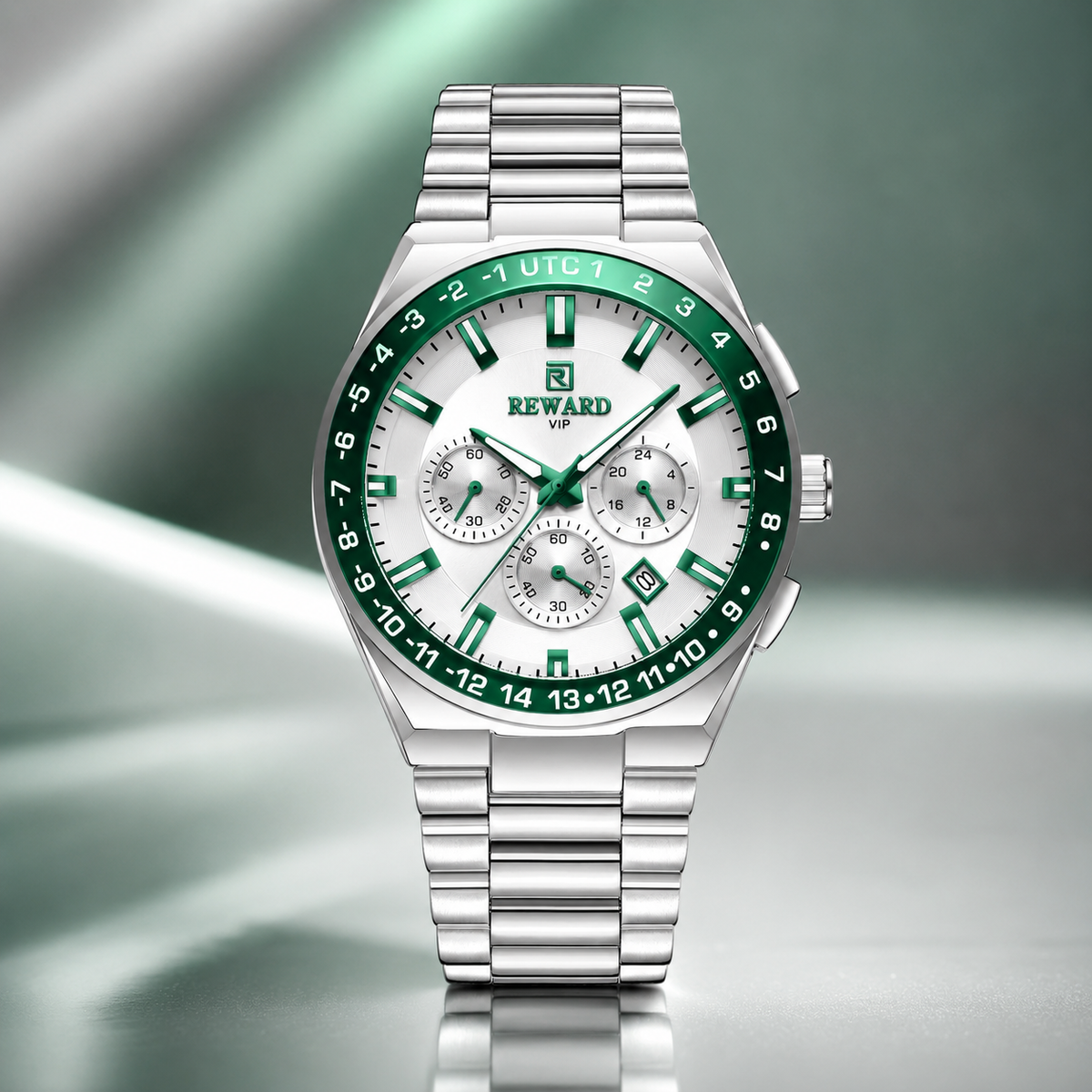 REWARD VIP Stainless Steel GMT Chronograph Watch for Men