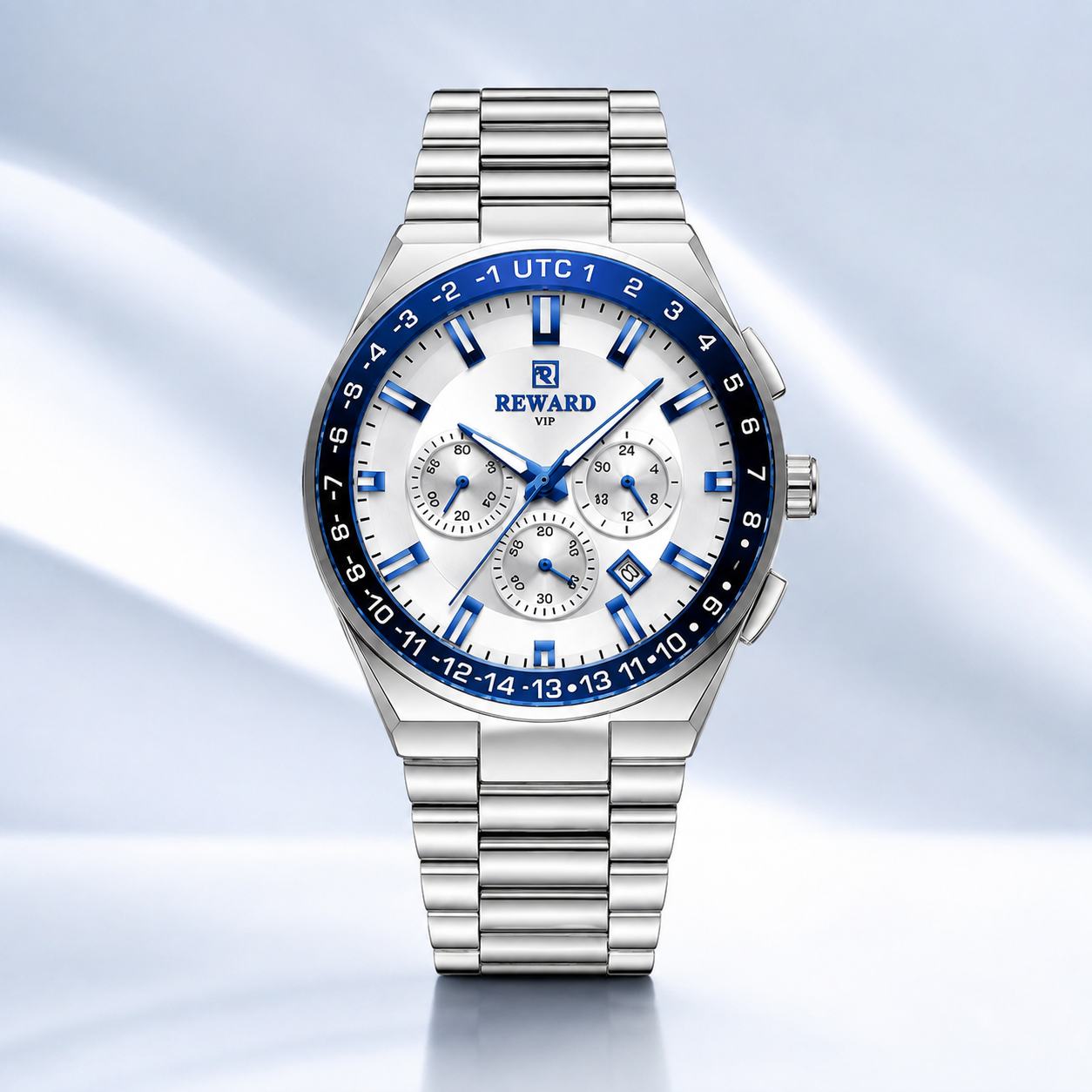 REWARD VIP Stainless Steel GMT Chronograph Watch for Men