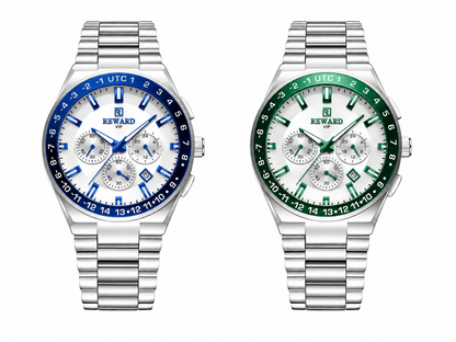 REWARD VIP Stainless Steel GMT Chronograph Watch for Men