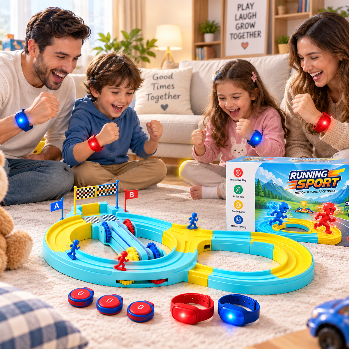 Interactive Motion-Sensing Running Sport Race Track Game for Kids