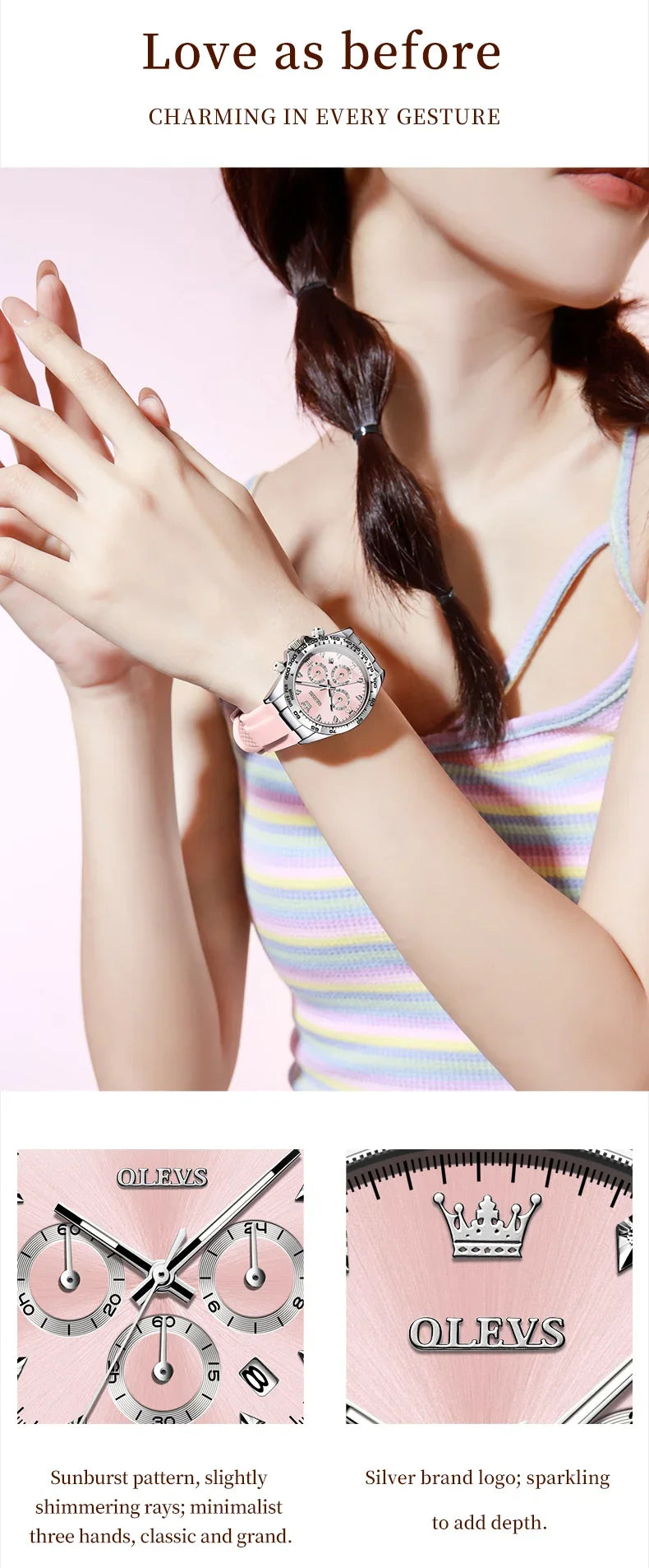 OLEVS 5618 Women Watch HD Multi Functional Waterproof Luminous Chronograph Sports Silicone Strap Luxury Brand Quartz Women Watch