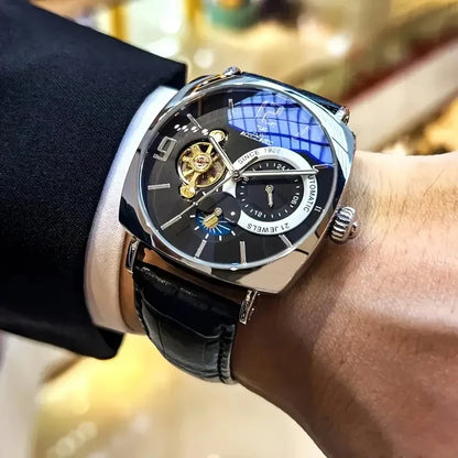 [Fashionable Men's Mechanical Watch] a Stylish and Versatile High-Value Vintage Mechanical Watch Featuring a Skeleton Dial, Hollow Design, and Alloy Case - an Elegant Men's Watch Suitable for Both Business and Casual Wear.