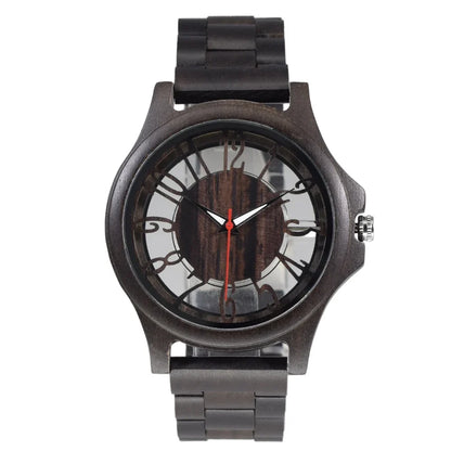Wooden Watches for Men Handmade  Engraved Wood Watch Analog Quartz Men's Wooden Watch