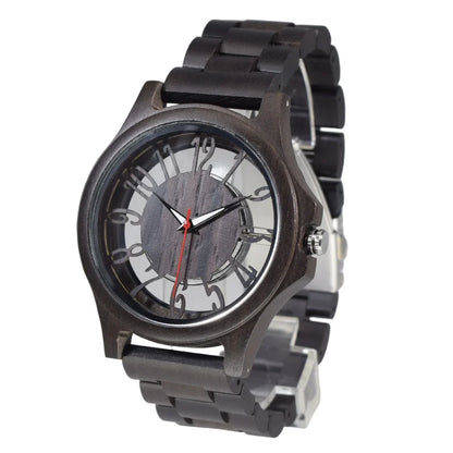 Wooden Watches for Men Handmade  Engraved Wood Watch Analog Quartz Men's Wooden Watch