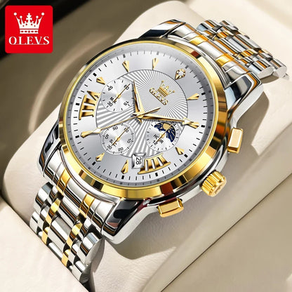 OLEVS 2892 Men Watch Original Quartz Watch Luxury Brand Waterproof Luminous Chronograph Classic Business Moon Phase Men Watch