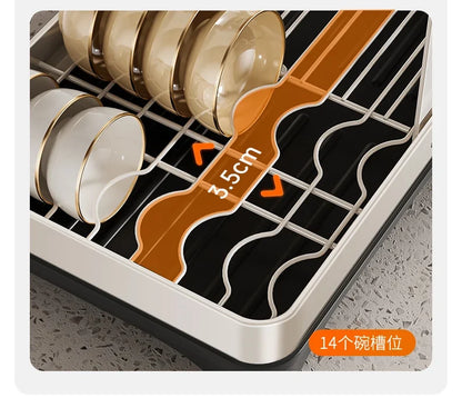 Kitchen Dish Draining Rack, Home Bowl and Plate Organizer, Countertop Storage Shelf, Multifunctional Dishware Organizer