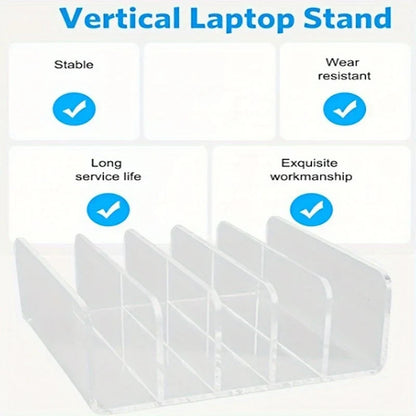 1pc vertical file organizer, acrylic desktop organizer, laptop stand - can hold up to 5 laptops, tablets and smartphones