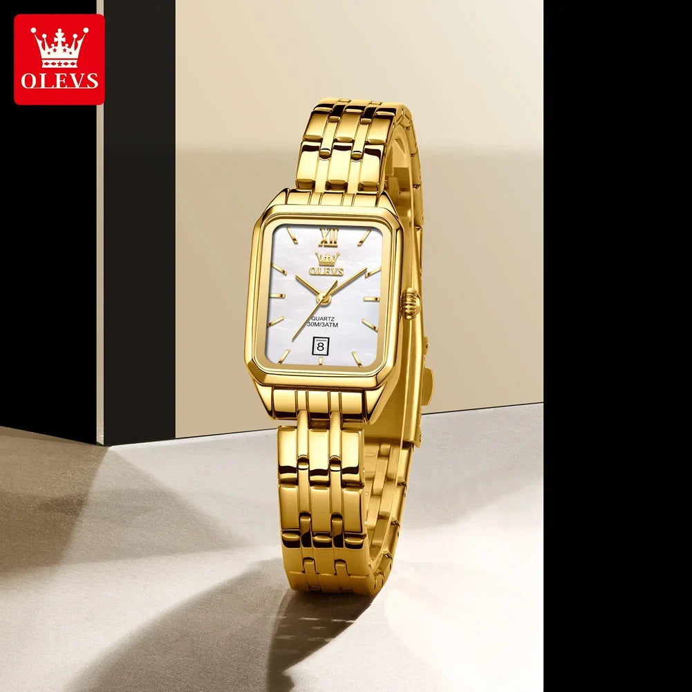 OLEVS 5616 Women Watch Luxury Brand Quartz Watch Elegance Original Square Dial Gold Women Watch Waterproof Luminous Watch