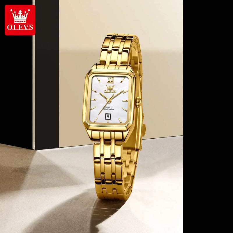 OLEVS 5616 Women Watch Luxury Brand Quartz Watch Elegance Original Square Dial Gold Women Watch Waterproof Luminous Watch detail view