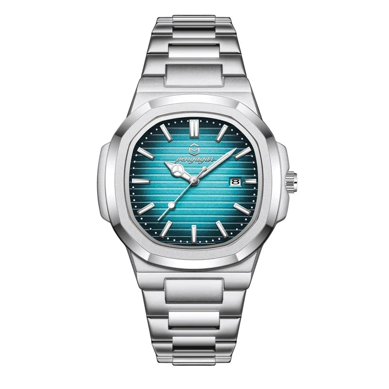 2026 New Luxury Military Man Watch Square Waterproof Luminous Date Week Men Watch Stainless Steel Quartz Men's Watches Reloj+box