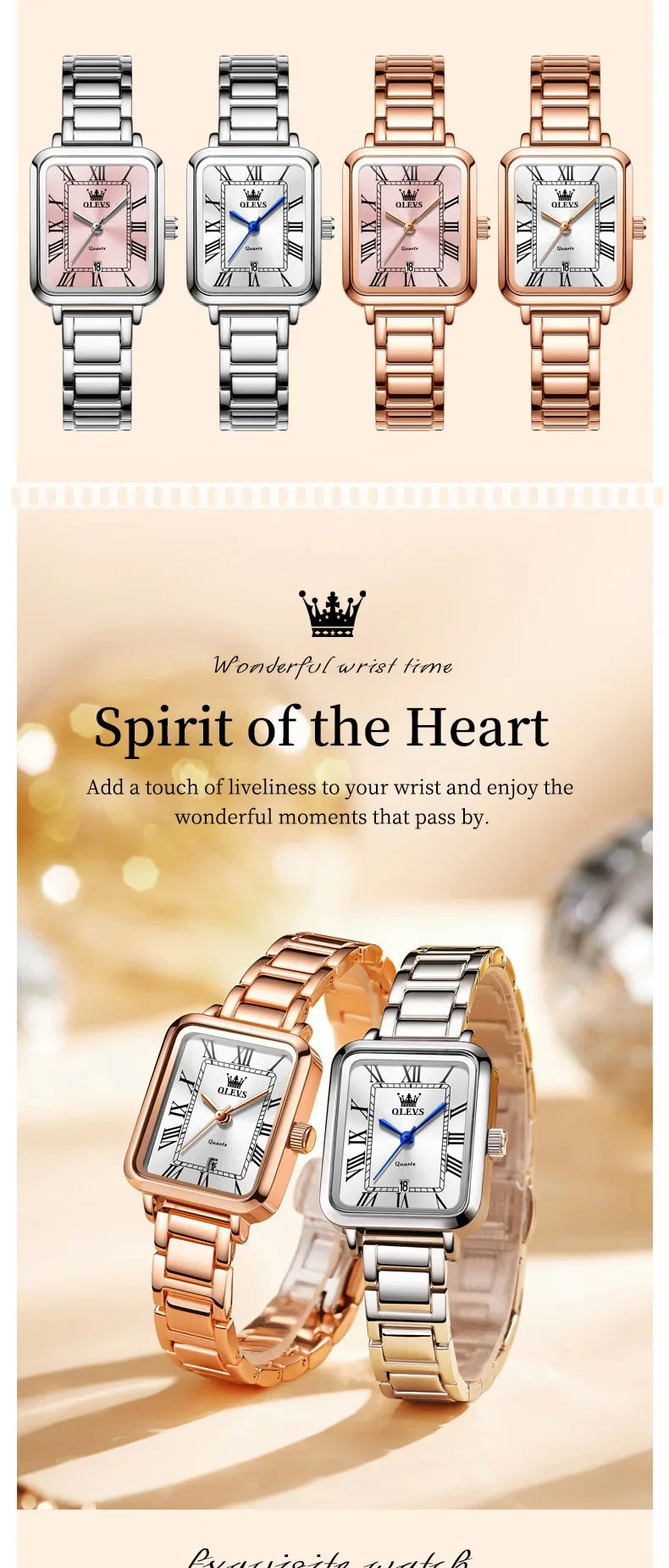 OLEVS 5641 Women Watch Fashion Simple Retro Square Roman Dial Date Waterproof Watch Elegant Luxury Rose Gold Quartz Women Watch