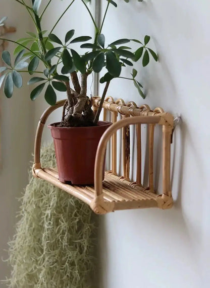 Rattan Wall Shelves Home Organizer Kitchen