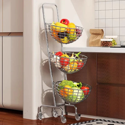 Fruit Vegetable Kitchen Organizer Cart Movable Layered Kitchen Storage Basket Wheels Modern Corner Organizers Rack Home Items