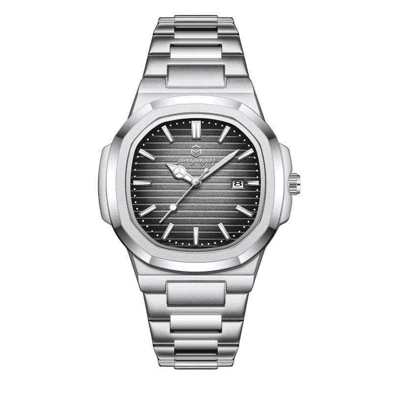 2026 New Luxury Military Man Watch Square Waterproof Luminous Date Week Men Watch Stainless Steel Quartz Men's Watches Reloj+box