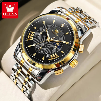 OLEVS 2892 Men Watch Original Quartz Watch Luxury Brand Waterproof Luminous Chronograph Classic Business Moon Phase Men Watch