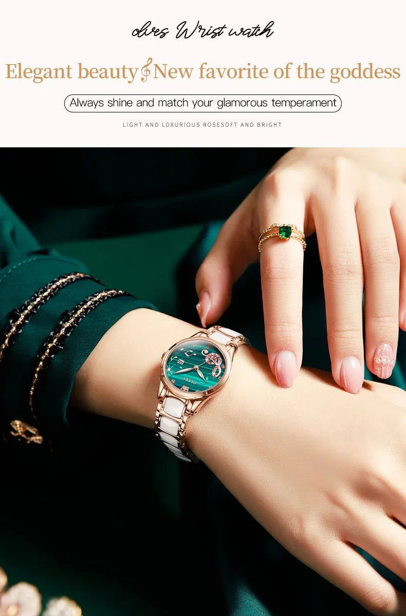 OLEVS 3605 Women Watch Top Brand High Quality Quartz Watch Exquisite Diamond Note Waterproof Dial Dress Ceramic Women Watch