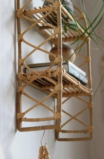 Rattan Wall Shelves Home Organizer Kitchen