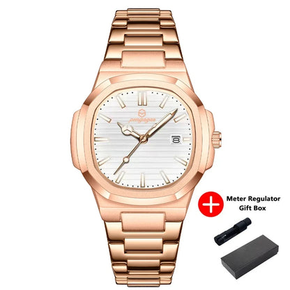 2026 New Luxury Military Man Watch Square Waterproof Luminous Date Week Men Watch Stainless Steel Quartz Men's Watches Reloj+box