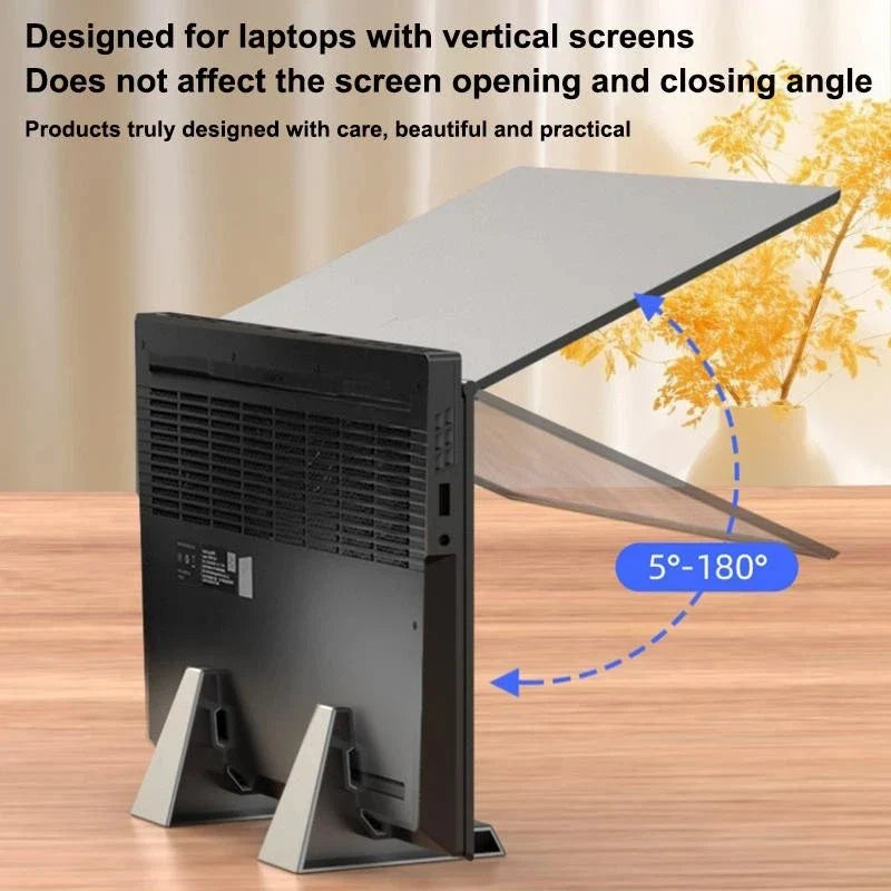 Universal Vertical Laptop Stand Desk Organizer Adjustable Notebook Holder Space Saving Design for Office and Study detail view