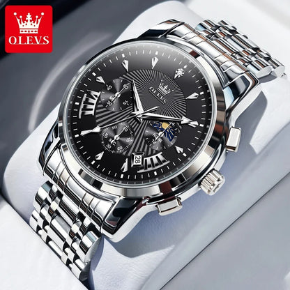 OLEVS 2892 Men Watch Original Quartz Watch Luxury Brand Waterproof Luminous Chronograph Classic Business Moon Phase Men Watch