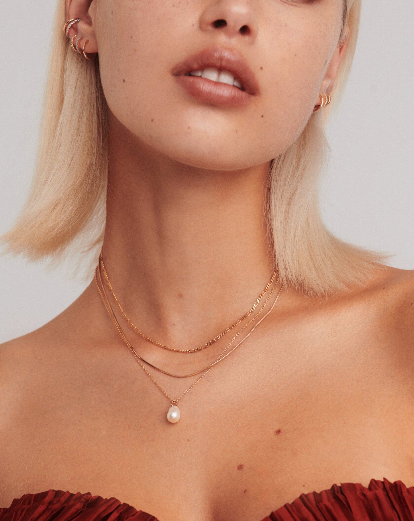 Gold Baroque Pearl Organic Necklace