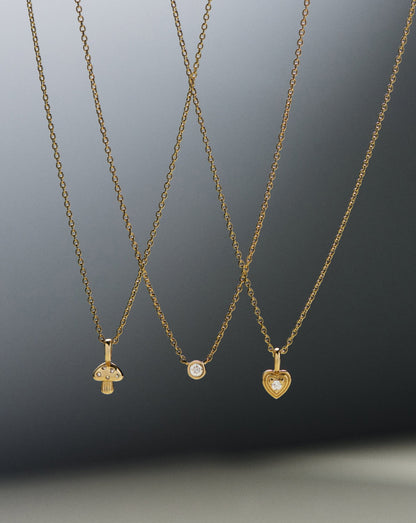 Gold Diamond Heart Mini Necklace