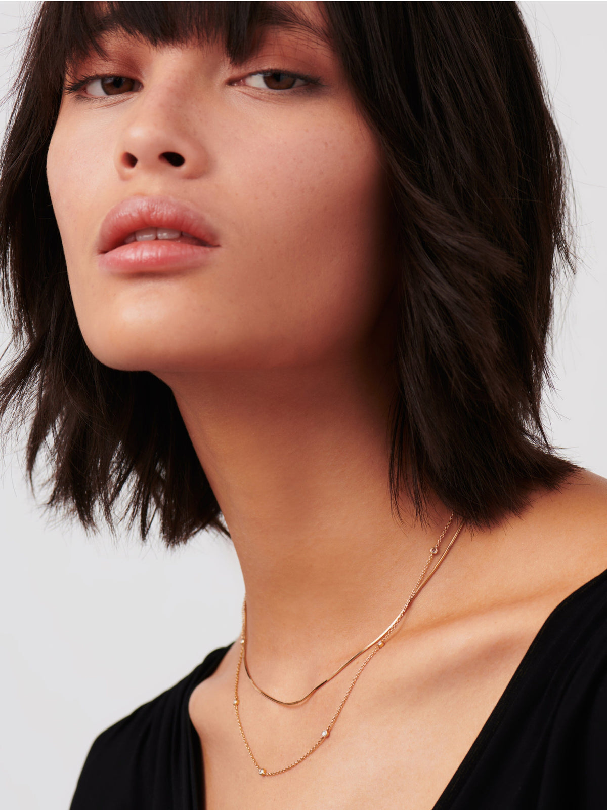 Solid Gold Floating Diamond Necklace | 14ct Solid Gold