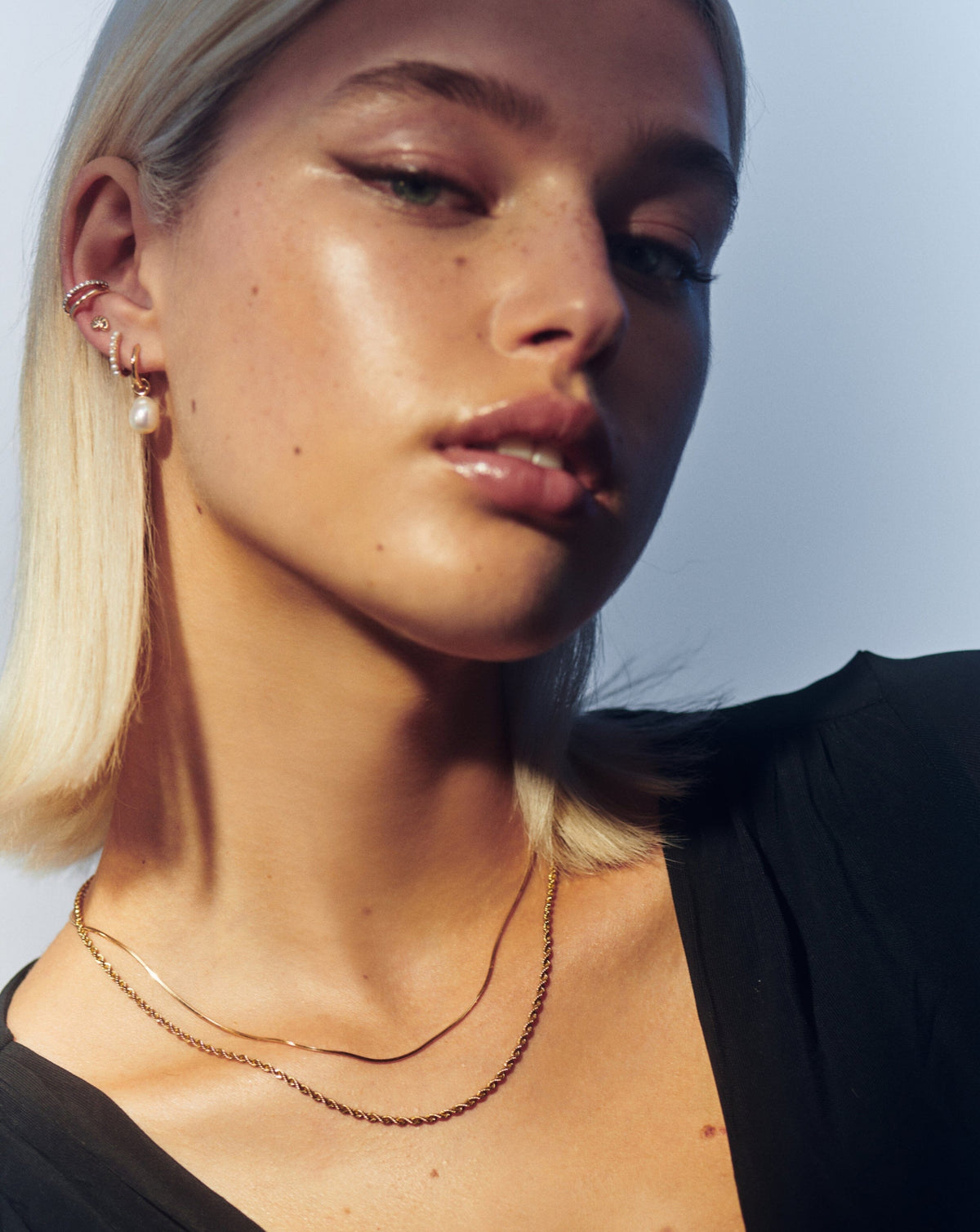 Solid Gold Square Snake Chain Necklace