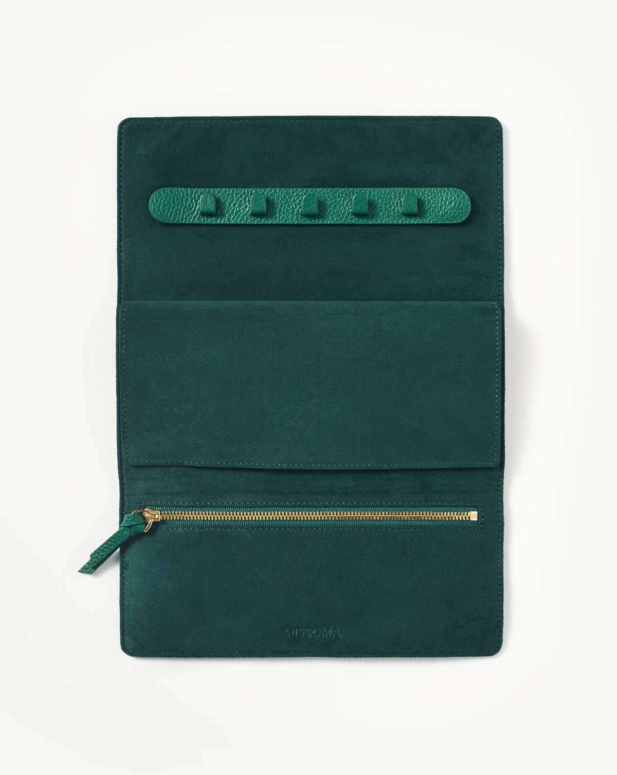 Leather Jewellery Roll | Malachite Green