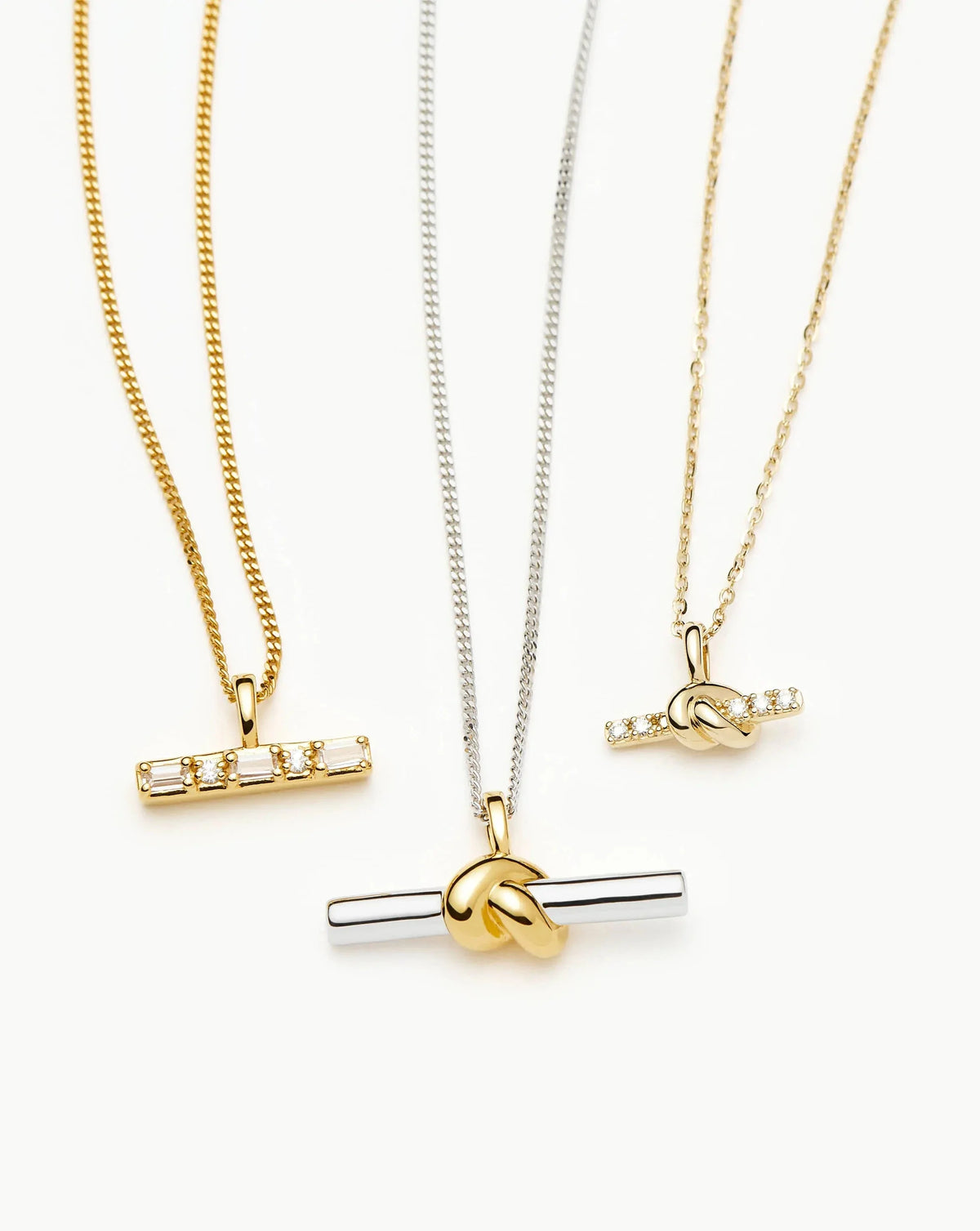 Lucy Williams Solid Gold Diamond T-Bar Pendant Necklace | 14ct Solid Gold/Lab Grown Diamond
